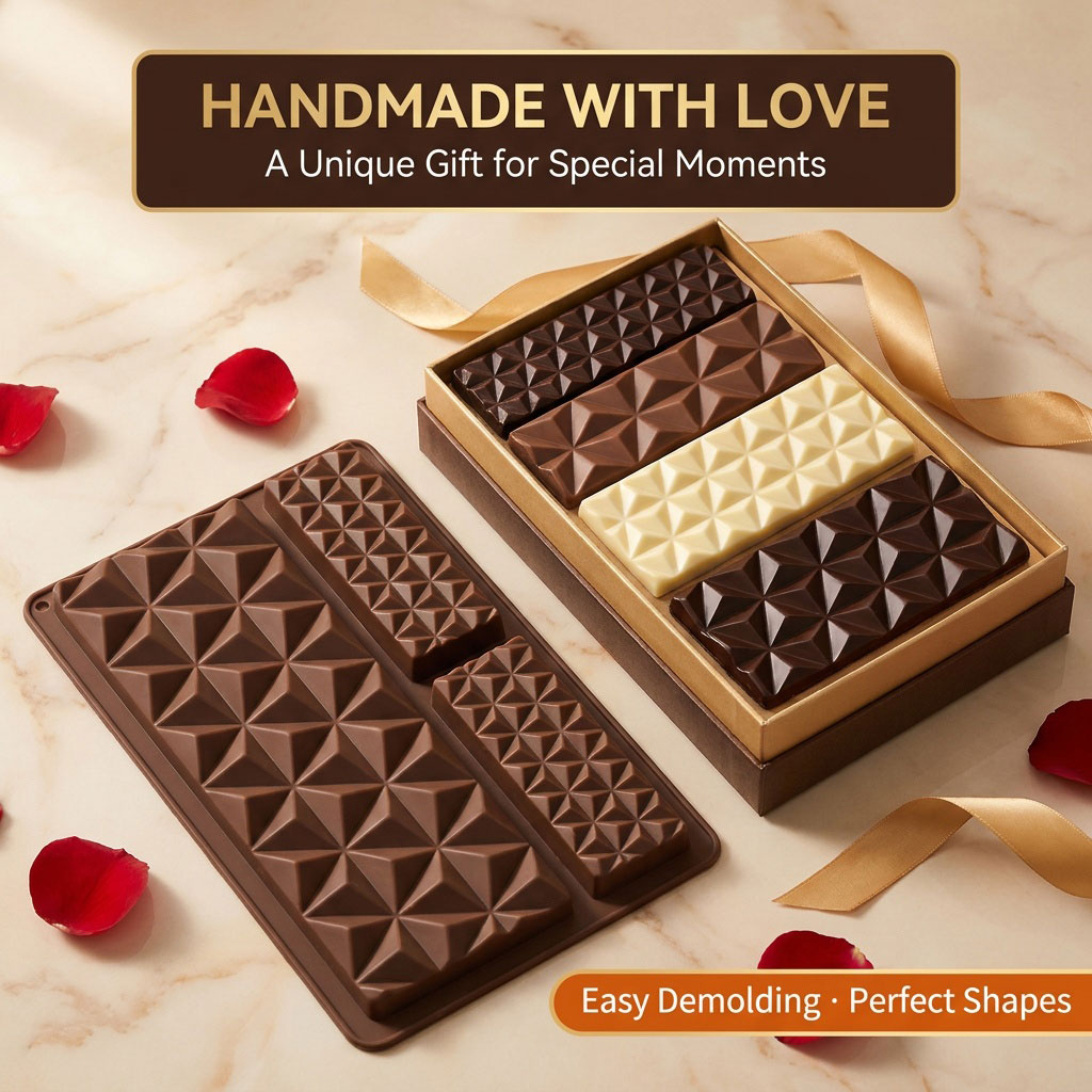 Tray Mold Rectangle - 2-in-1 Silicone Chocolate Bar Mold, Reusable