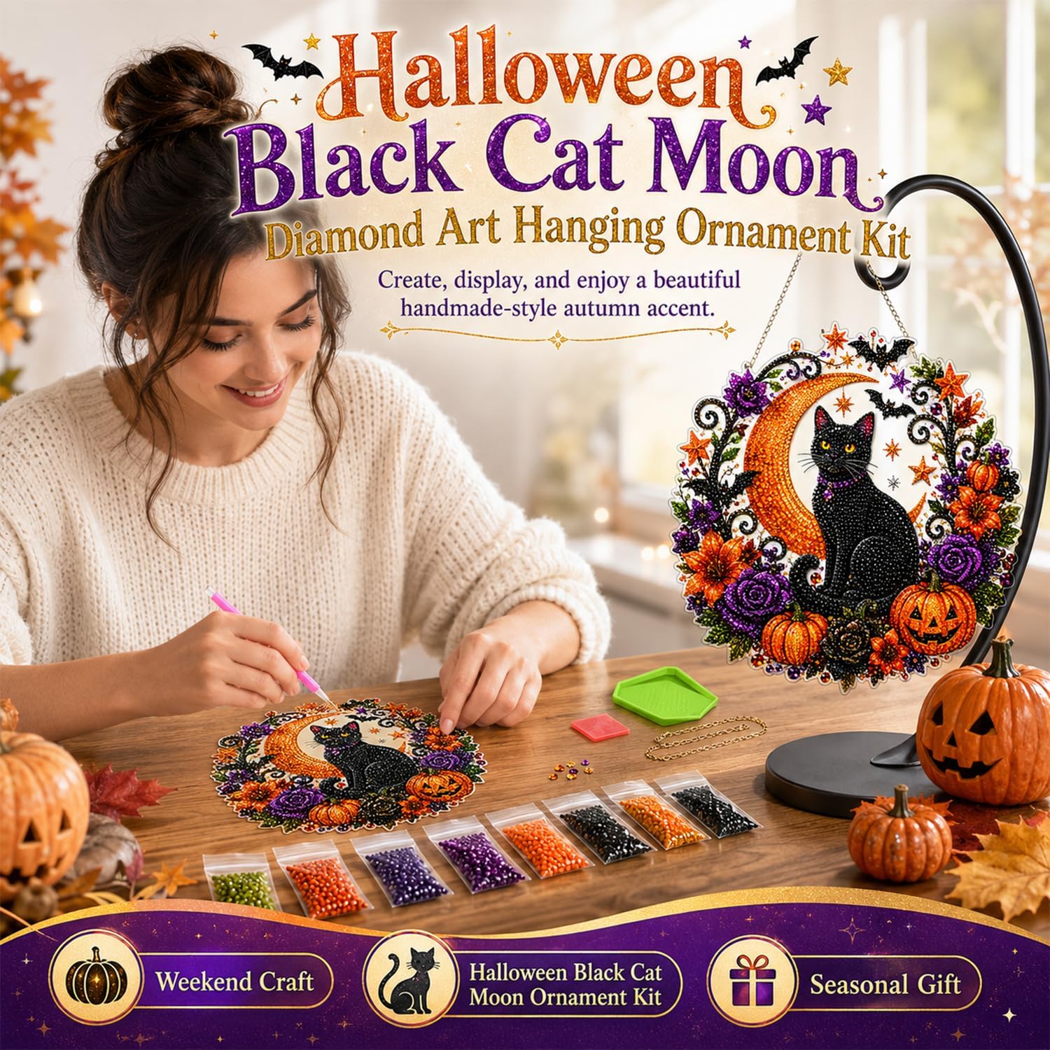 Halloween Pumpkins Diamond Art - Resin Art Flower review and price